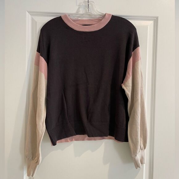 EUC MONROW Color Block Mock Neck Sweater & Jogger Set Sz. L - Picture 3 of 10